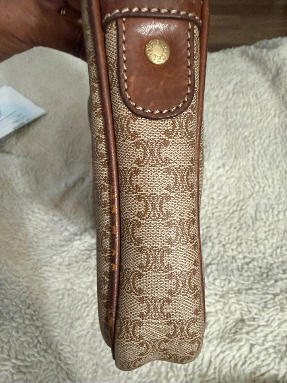 Celine Beige & Brown Monogram Toiletry Wristlet